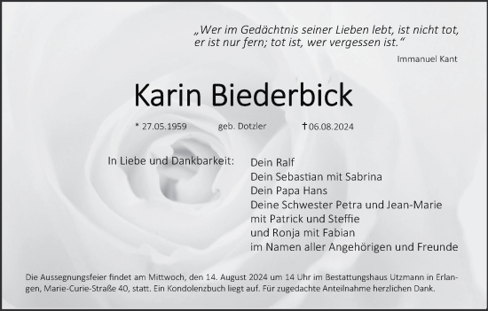 Anzeige von Karin Biederbick von MGO