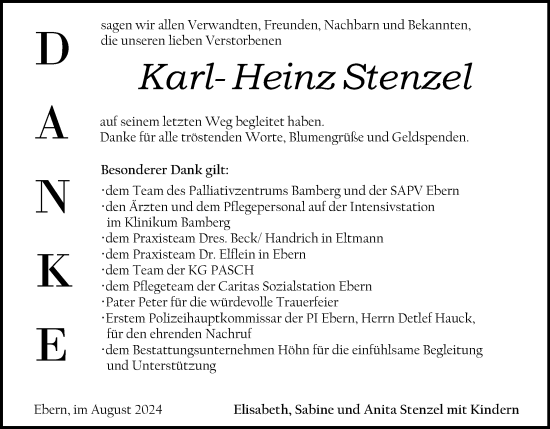 Anzeige von Karl-Heinz Stenzel von MGO