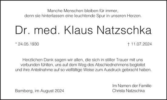 Anzeige von Klaus Natzschka von MGO