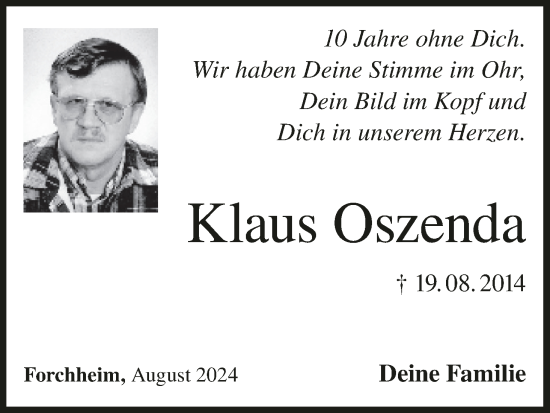 Anzeige von Klaus Oszenda von MGO
