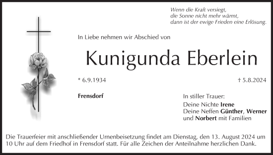 Anzeige von Kunigunda Eberlein von MGO