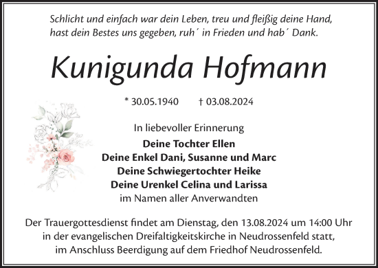 Anzeige von Kunigunda Hofmann von MGO