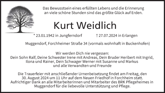 Anzeige von Kurt Weidlich von MGO