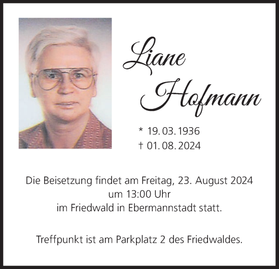 Anzeige von Liane Hofmann von MGO