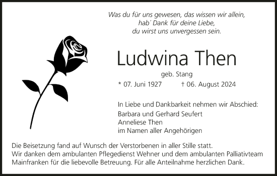 Anzeige von Ludwina Then von MGO