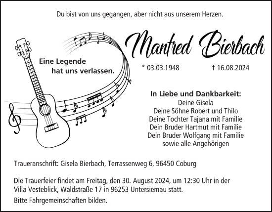 Anzeige von Manfred Bierbach von MGO