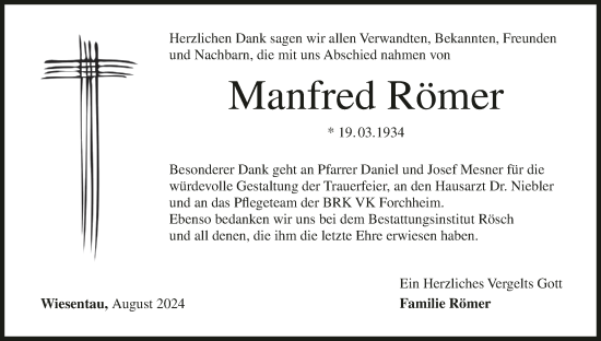 Anzeige von Manfred Römer von MGO