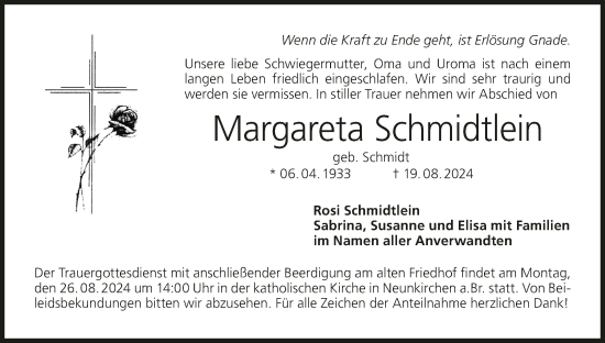 Anzeige von Margareta Schmidtlein von MGO