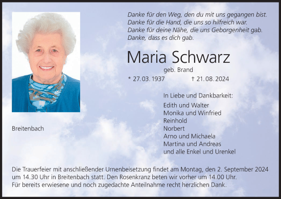 Anzeige von Maria Schwarz von MGO