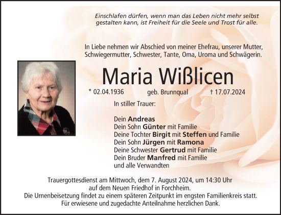 Anzeige von Maria Wißlicen von MGO