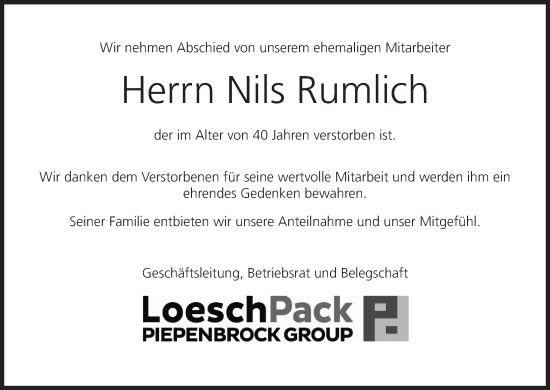 Anzeige von Nils Rumlich von MGO