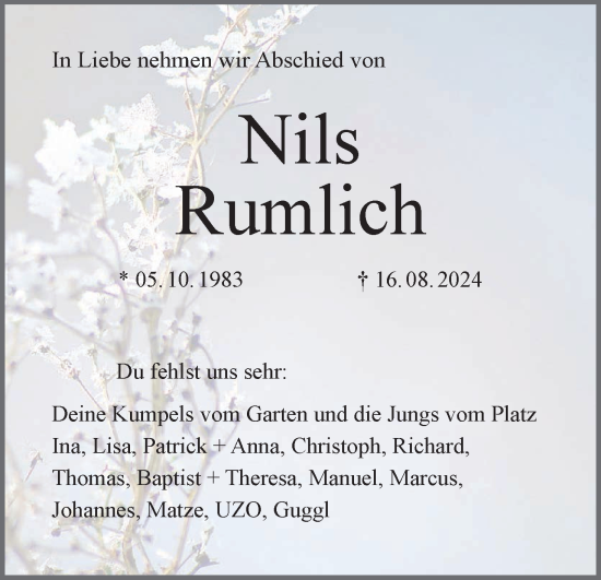 Anzeige von Nils Rumlich von MGO