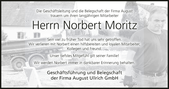 Anzeige von Norbert Moritz von MGO