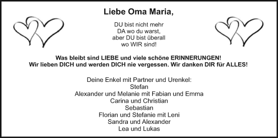 Anzeige von Maria Singer von MGO
