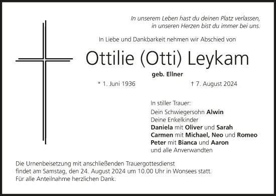 Anzeige von Ottilie Leykam von MGO