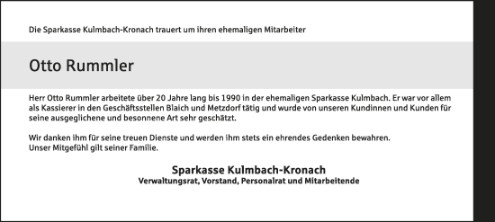 Anzeige von Otto Rummler von MGO