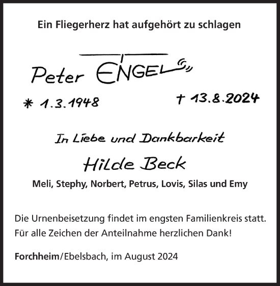 Anzeige von Peter Engel von MGO
