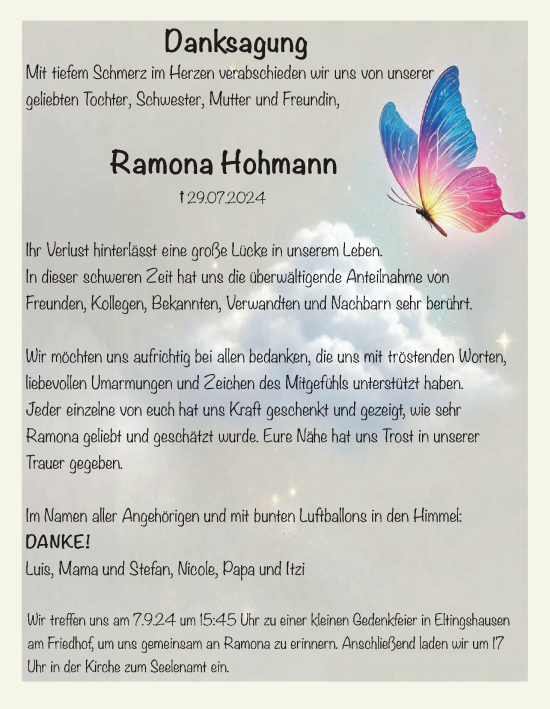 Anzeige von Ramona Hohmann von MGO