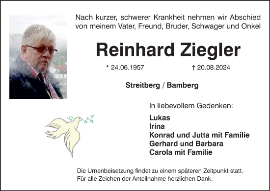 Anzeige von Reinhard Ziegler von MGO