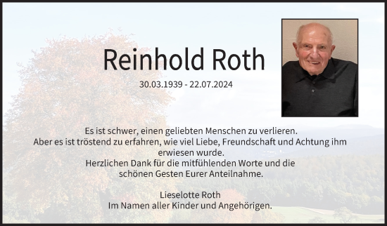 Anzeige von Reinhold Roth von MGO