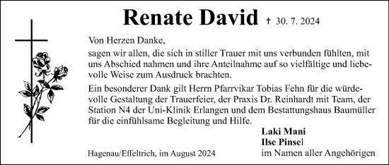 Anzeige von Renate David von MGO