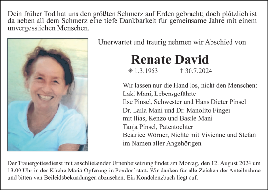 Anzeige von Renate David von MGO