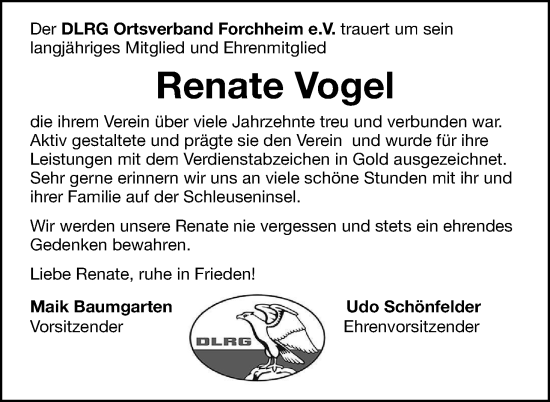 Anzeige von Renate Vogel von MGO