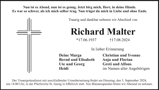 Anzeige von Richard Malter von MGO