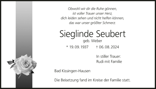 Anzeige von Sieglinde Seubert von MGO
