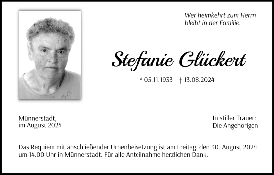 Anzeige von Stefanie Glückert von MGO