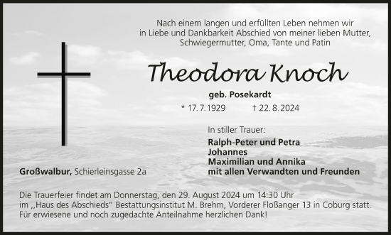 Anzeige von Theodora Knoch von MGO