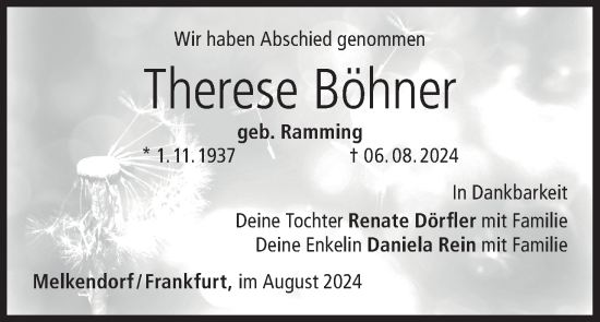 Anzeige von Therese Böhner von MGO
