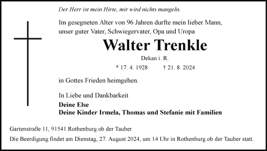 Anzeige von Walter Trenkle von MGO