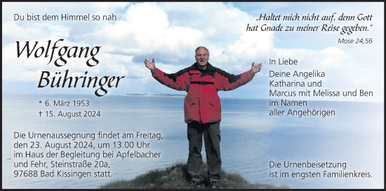 Anzeige von Wolfgang Bühringer von MGO