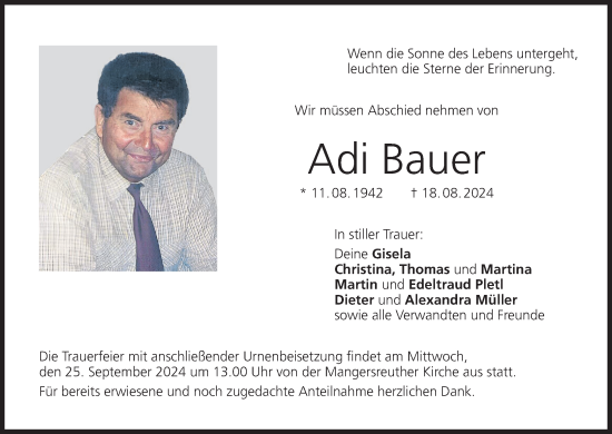 Anzeige von Adi Bauer von MGO