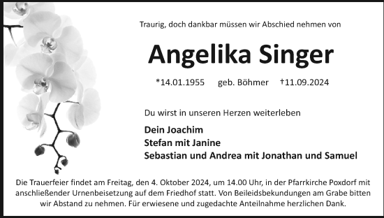Anzeige von Angelika Singer von MGO