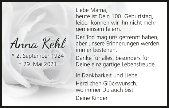 Anzeige von Anna Kehl von MGO