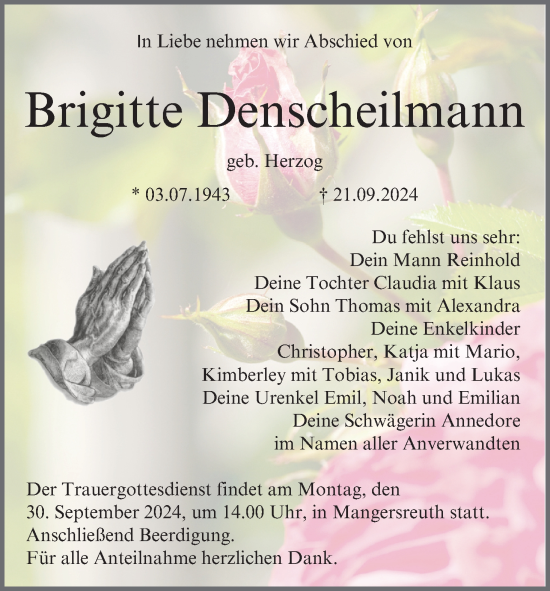 Anzeige von Brigitte Denscheilmann von MGO