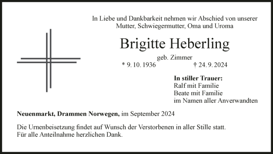 Anzeige von Brigitte Heberling von MGO