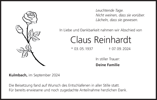 Anzeige von Claus Reinhardt von MGO