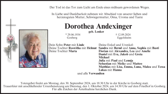 Anzeige von Dorothea Andexinger von MGO