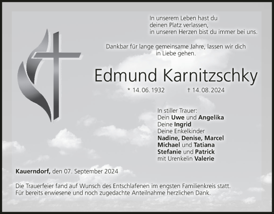 Anzeige von Edmund Karnitzschky von MGO