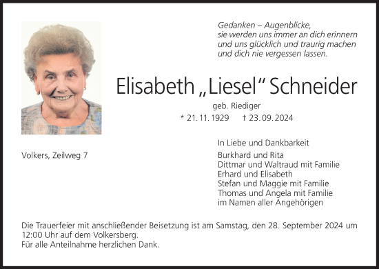 Anzeige von Elisabeth Schneider von MGO