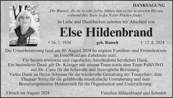 Anzeige von Else Hildenbrand von MGO