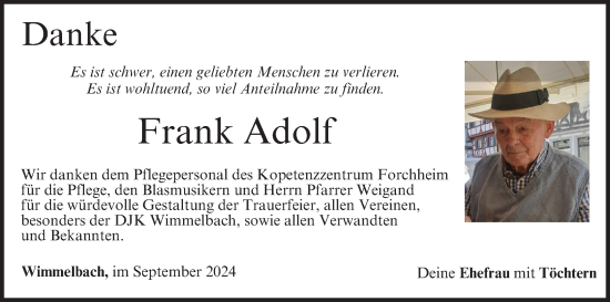 Anzeige von Frank Adolf von MGO