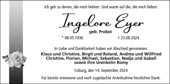Anzeige von Ingelore Eyer von MGO