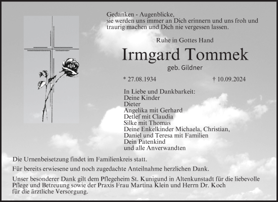Anzeige von Irmgard Tommek von MGO
