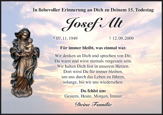 Anzeige von Josef Alt von MGO