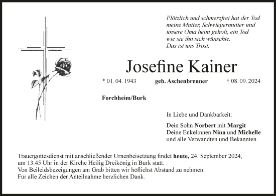 Anzeige von Josefine Kainer von MGO