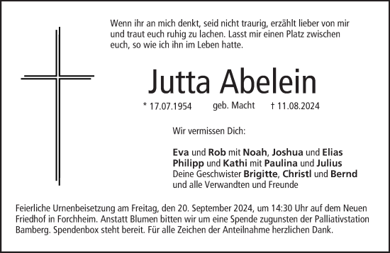 Anzeige von Jutta Abelein von MGO